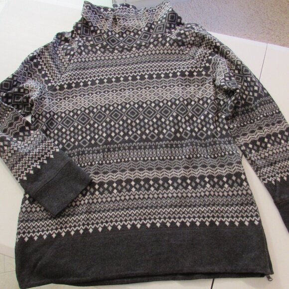 T by Talbots 100% Cotton Cowl Neck Pullover Sweater Lower Side Zip Size Medium - Picture 1 of 13